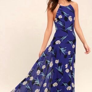 Lulu's Royal Blue Floral Maxi Dress
